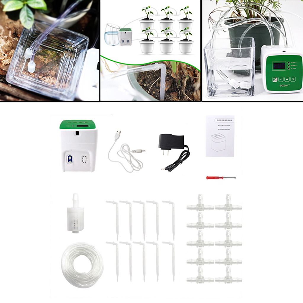 Automatic Watering System Drip Tape Irrigation Kit Double Pump 15 Pots US Plug, Multi-function Settings