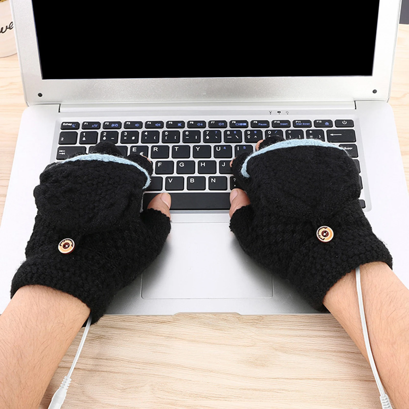 Knitting Wool Hand Warmer USB Winter Heater Thermal Heating Gloves Mitten