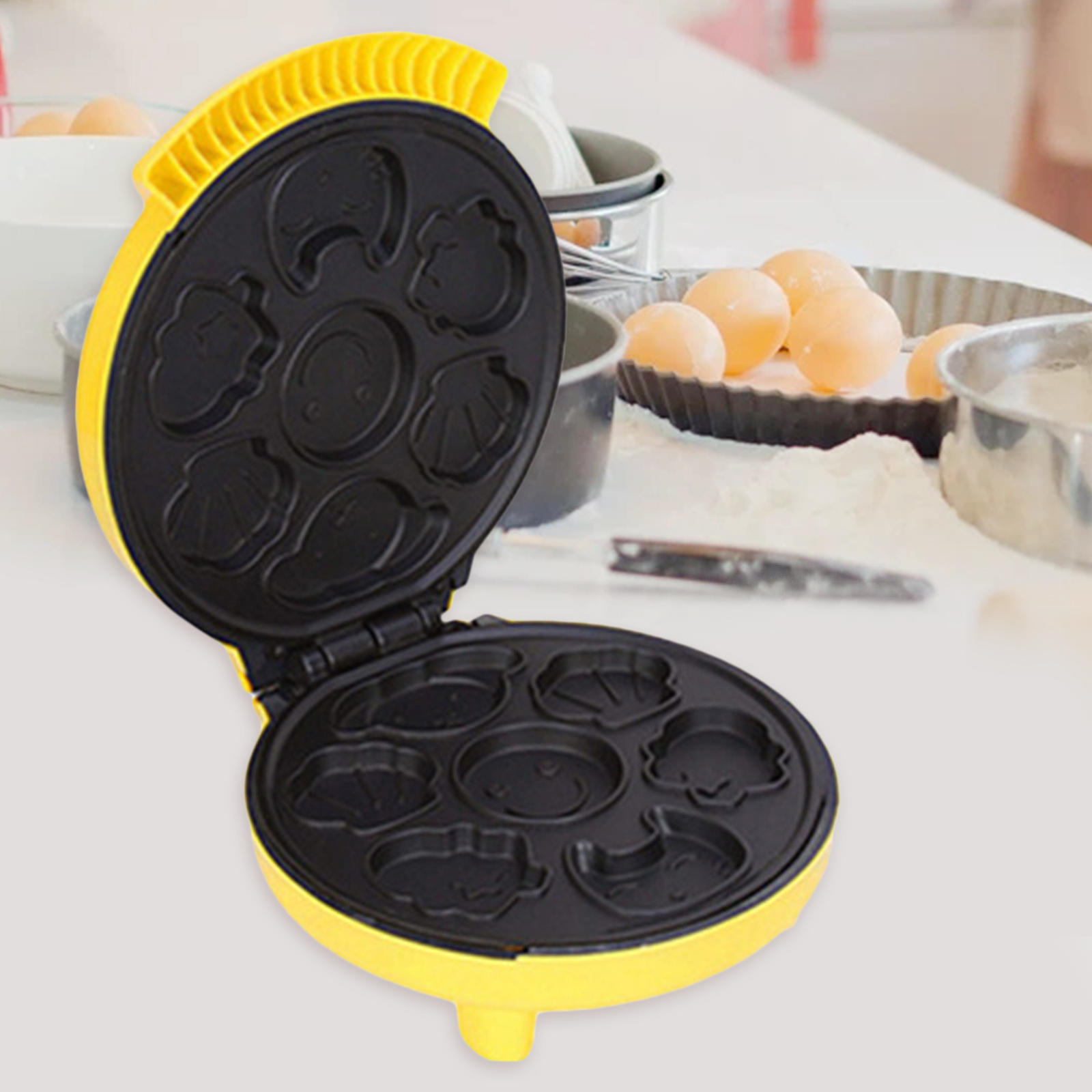 Multifunction Waffle Maker Easy Clean Pancake Cooking Cake Machine Double-Sided Heating Mini Cartoon Style for Kitchen Breakfast
