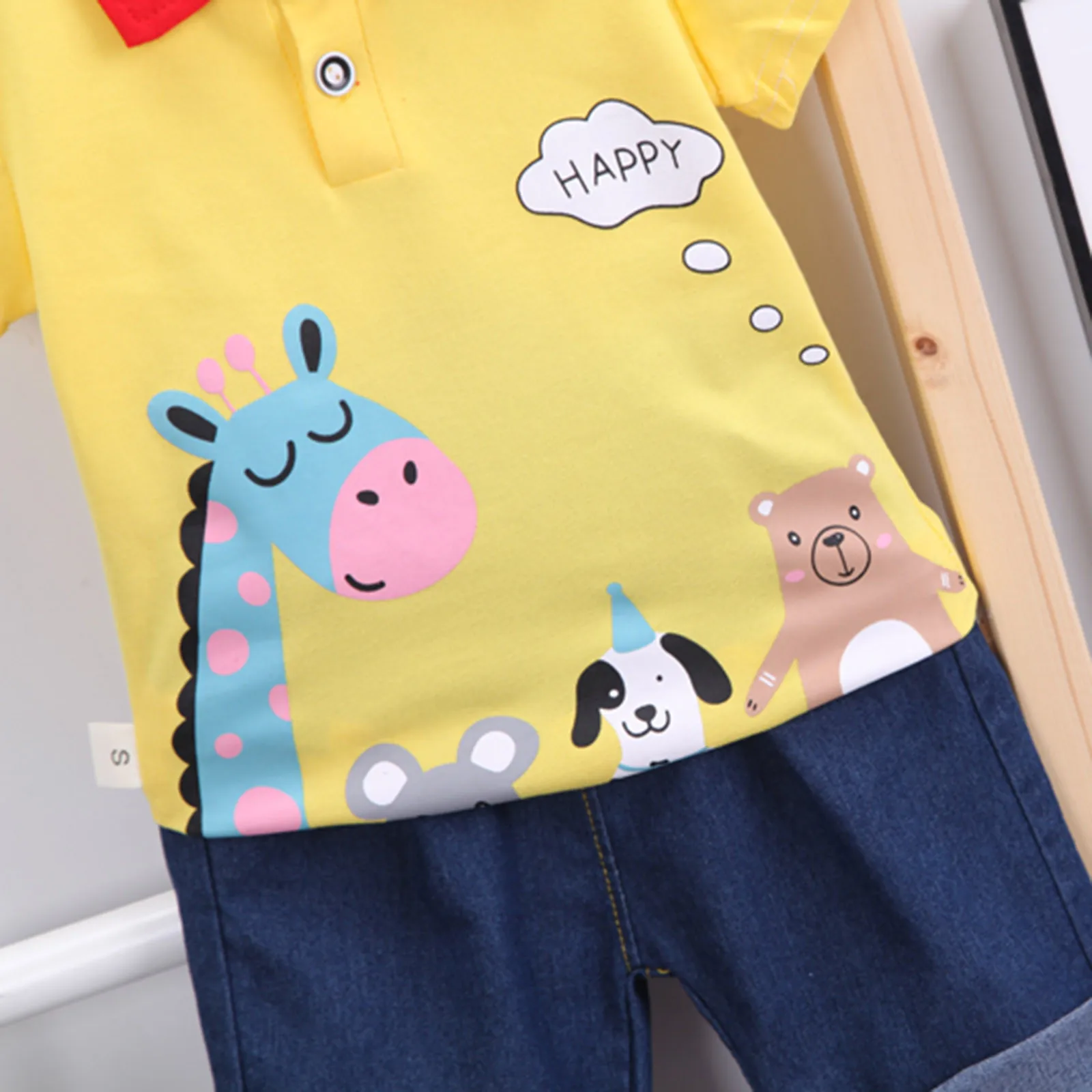Baby Toddler Boys Animal Print T-Shirt and Denim Shorts