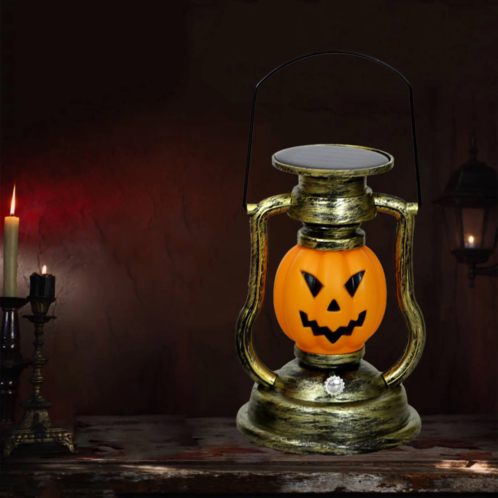 Battery/Solar LED Lantern Pumpkin Skull Decor Light Props for Fall Harvest Halloween Decorative Dining Room Decor Lighting