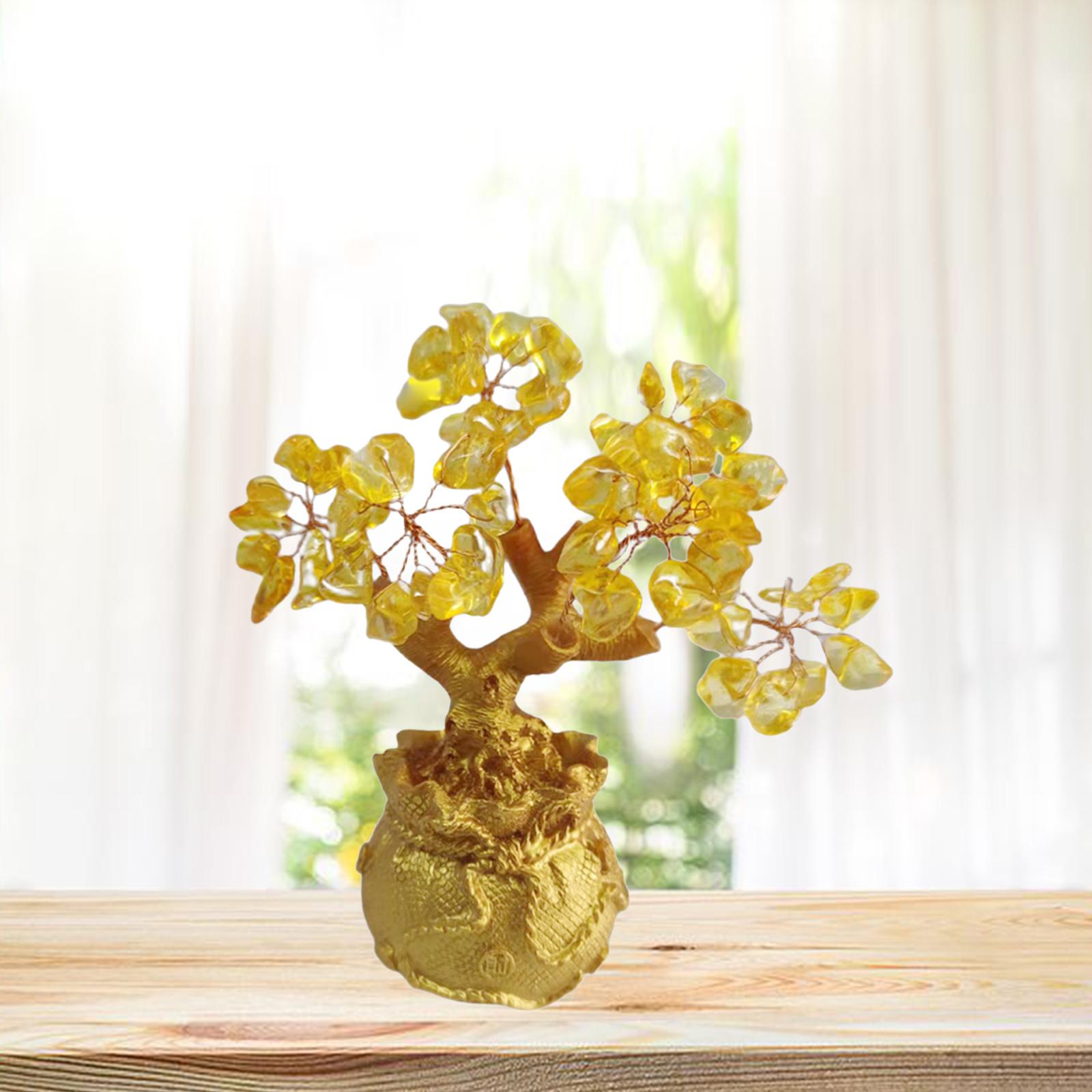 Crystal Money Tree Feng Shui Figurine Bonsai Wealth and Luck Crafts for Home Shop Bedroom Ornament Living Room Decoration