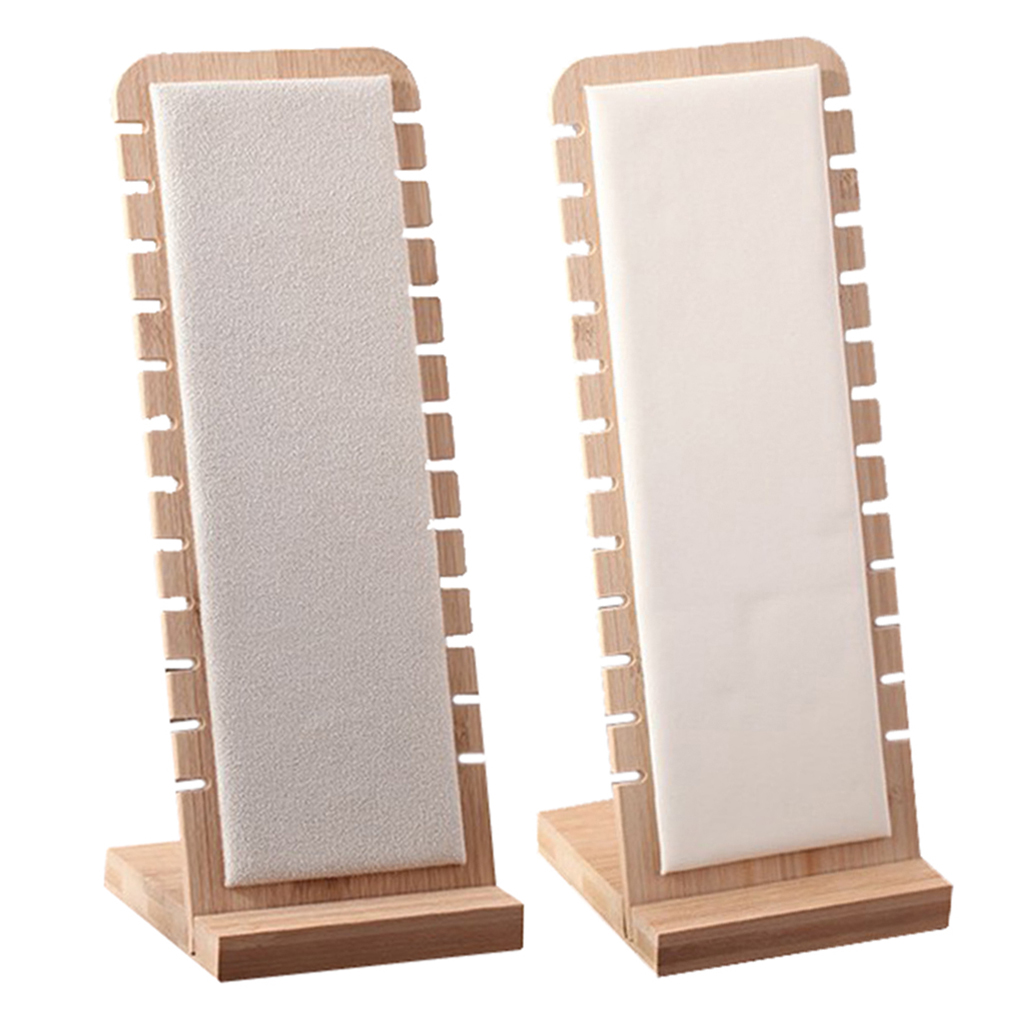 2pcs Elegant Jewelry Display Holder Desktop Stand L-Shape Suede Leather for Necklace Bracelets Pierced Earrings Studs Holder