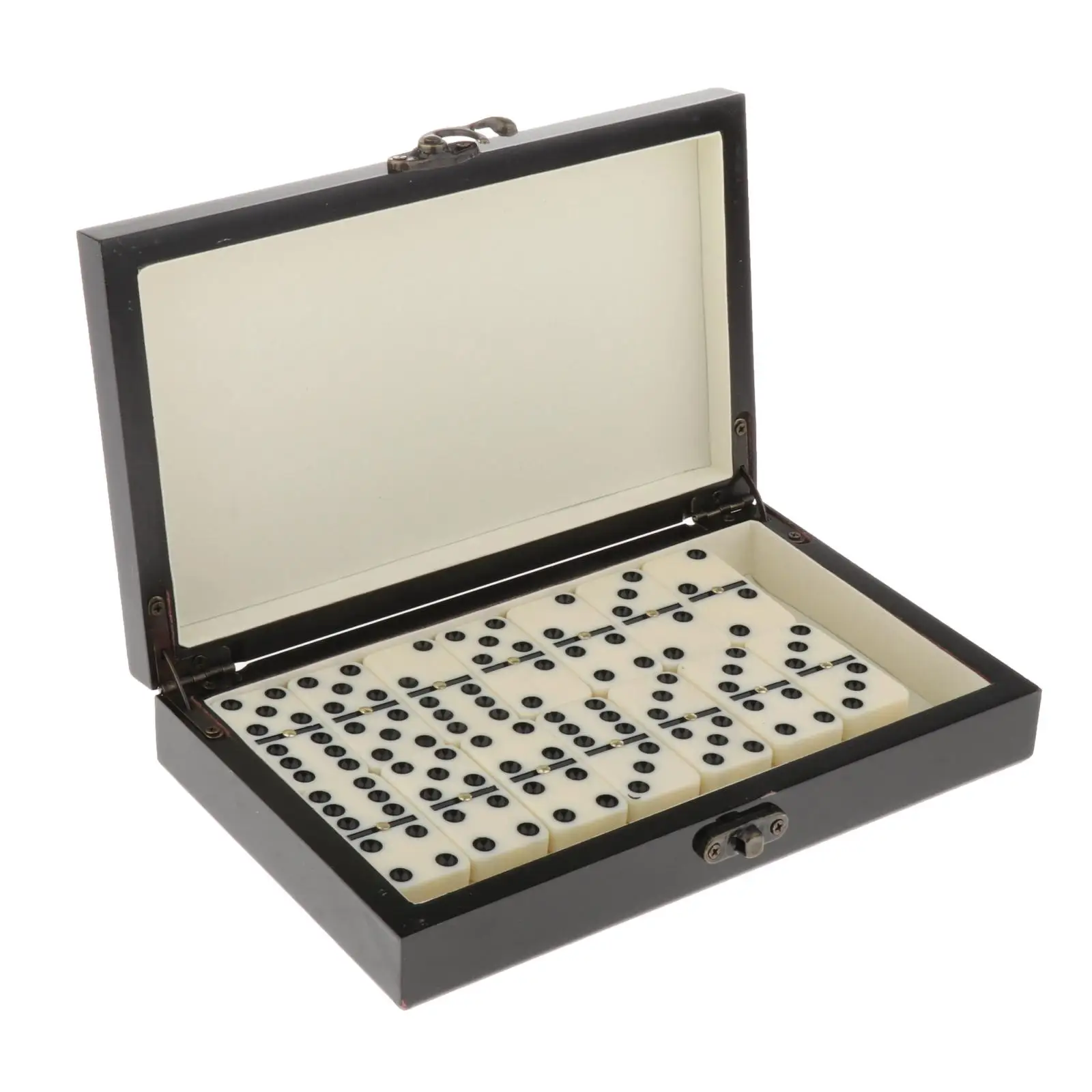Retro Dominoes Set 28 Pieces Classic Funny Table Game Gift with Wood Case for Boys Girls Educational Toys 2-4 Players