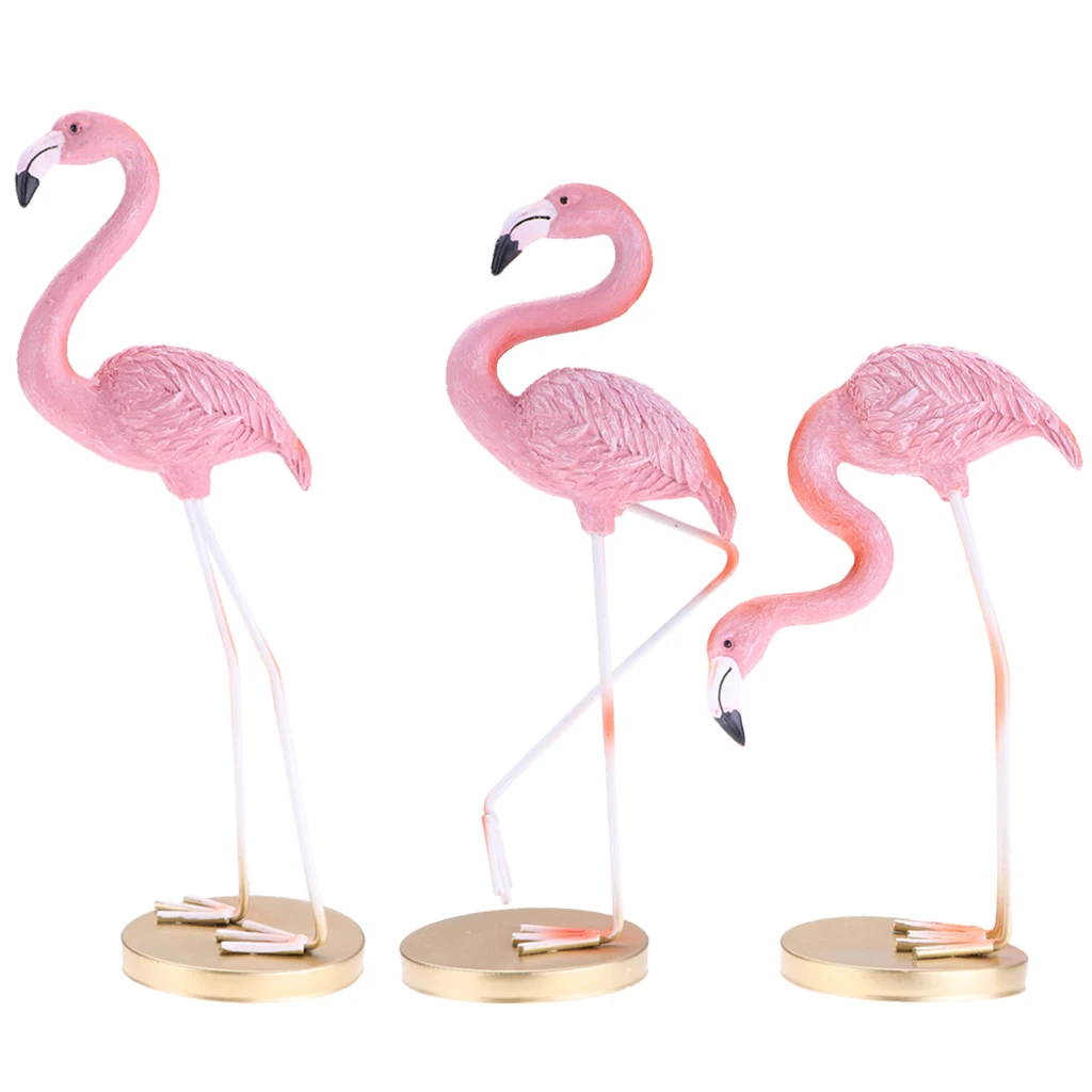 Resin Flamingo Bird Figure Figurines Miniature Statue Home Decor