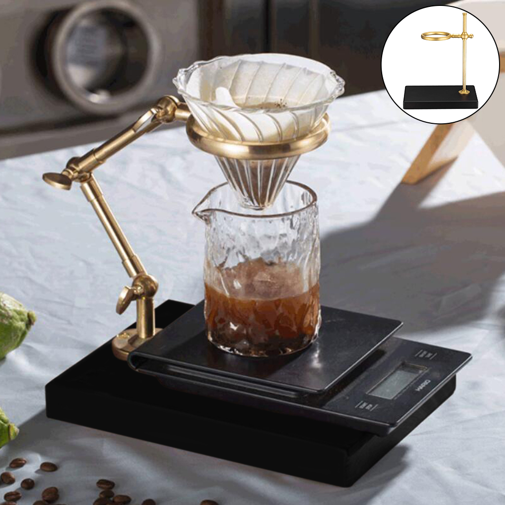 Heavy Duty Pour Over Coffee Dripper Stand Brewing Coffee Station Wood Base Coffee Filter Rack Support