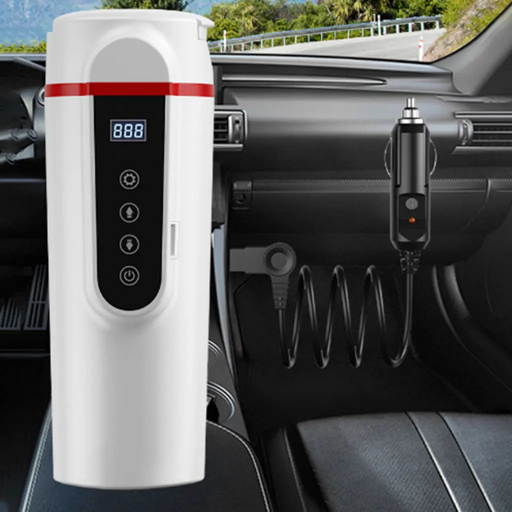 Smart Heating Car Cup Temp Control Kettle Boil Water Travel Coffee Mug Fit for Car Electric Quick Heating 12V/24V 420ml
