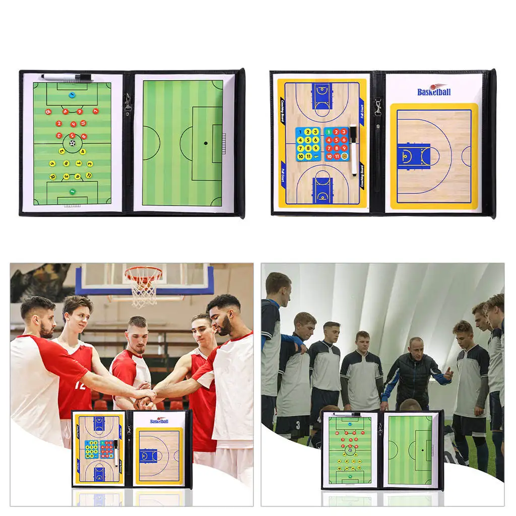 Portable Basketball Soccer Coaching Board Coachs Tactical Board Foldable Magnetic Tactic Training Tactics Clipboard