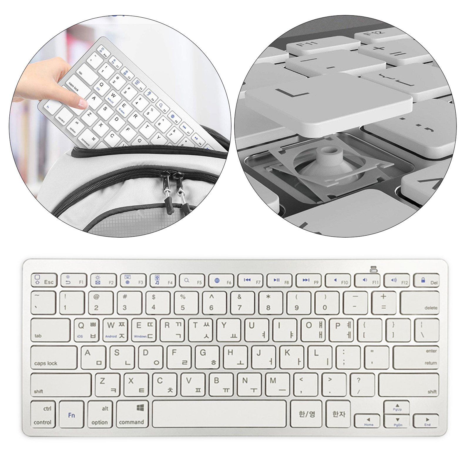 Portable Slim Korean 78 Keys Wireless Bluetooth Keyboard for Computer, Energy-saving
