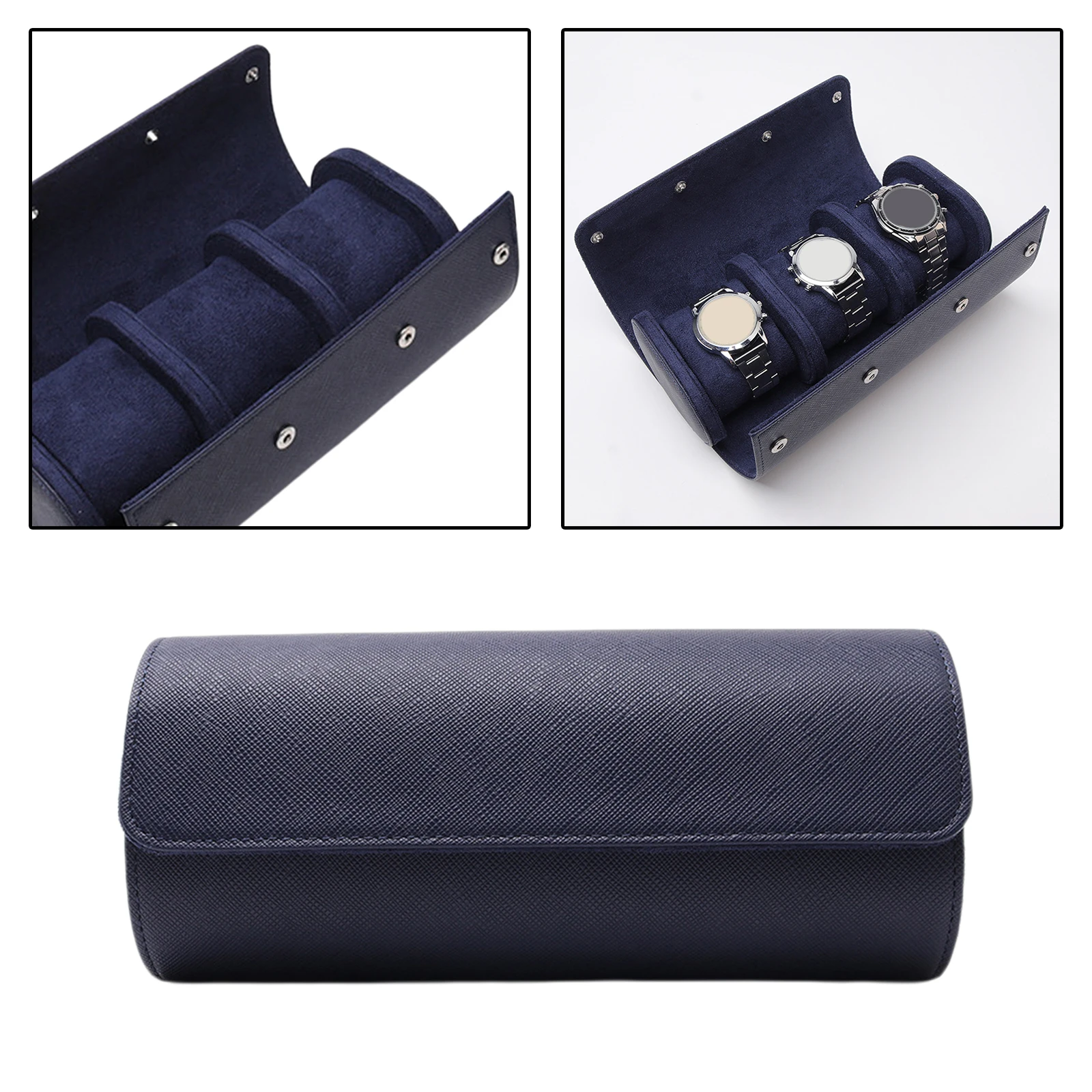 Fashion PU Leather 3 Slots Watch Boxes Watch Roll Travel Case Organizer