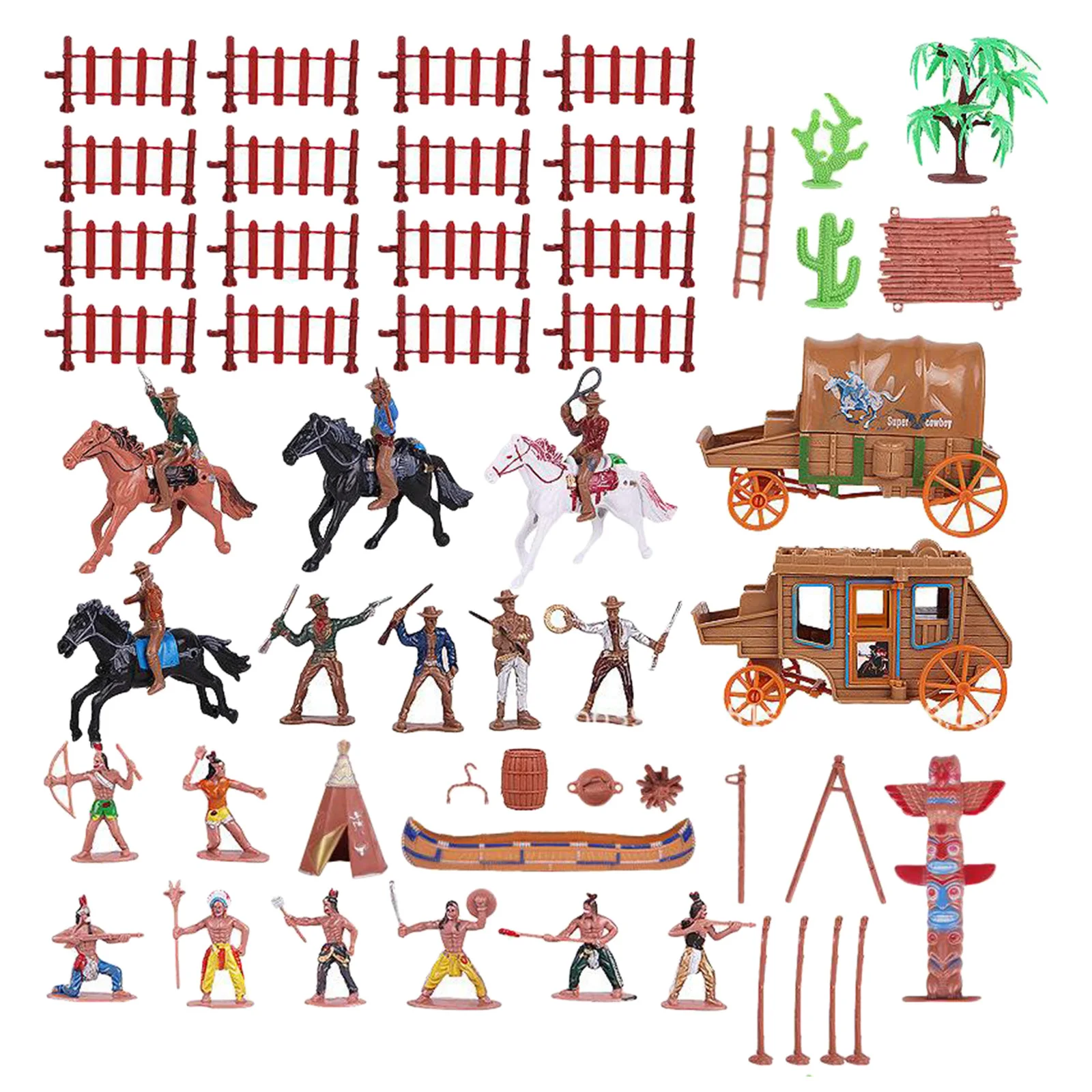 West Cowboys & Indians Figures Children Play Toys Life Stage Props