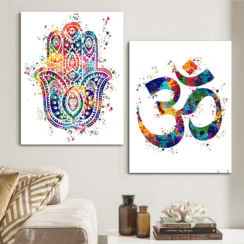 Meditation Buddhism Hamsa Fatima Hand Hanging Painting Spirit Buddha Bedroom Wall Painting Yoga Decorative Painting