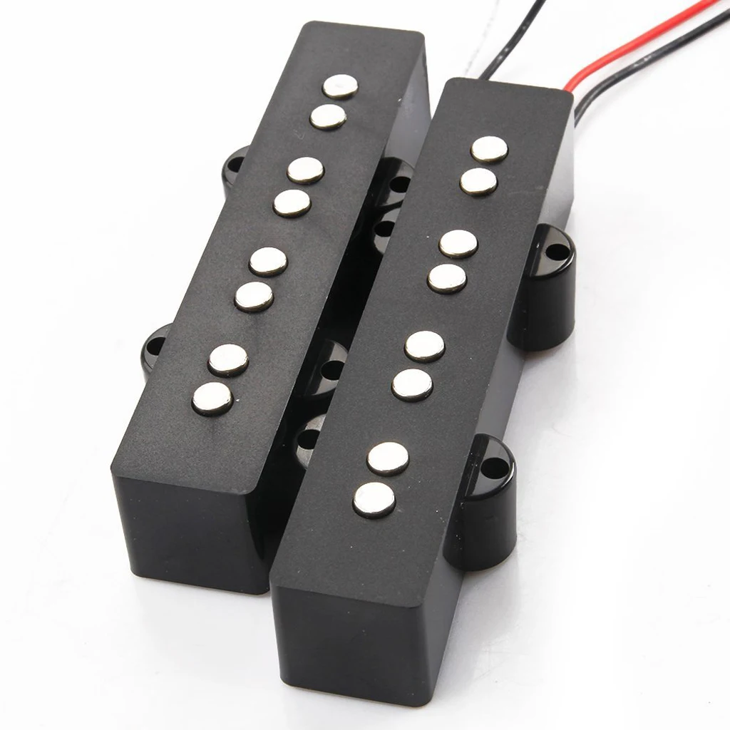1 Pair Black Magnetic 4-String Noiseless Open Pickup with Screws Springs for JB Jazz Bass Guitar Replacement Parts