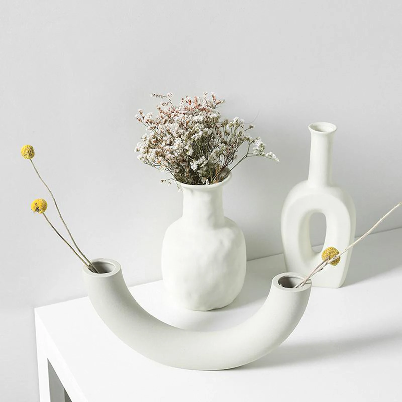 Nordic Minimalism Irregular Ceramic Vase Art Exhibition Hall Flower Vase Style I