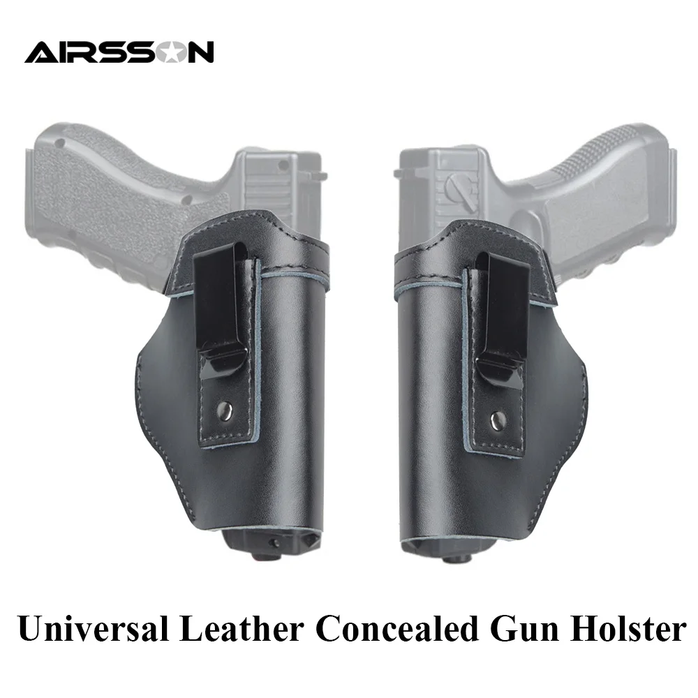 Universal Leather Pistol Case Range Concealed Carry Gun Holster Pistol Caseclip 