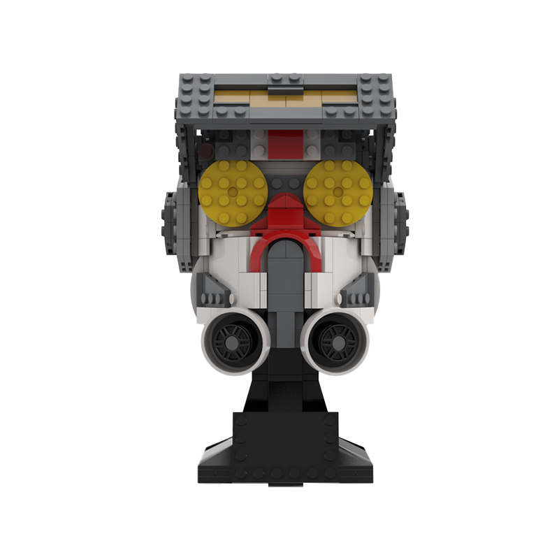 MOC For Manda Space War Black Helmet Statue Building Blocks Kit Simulation Hero Head Bricks Idea Toys For Children Birthday Gift 9