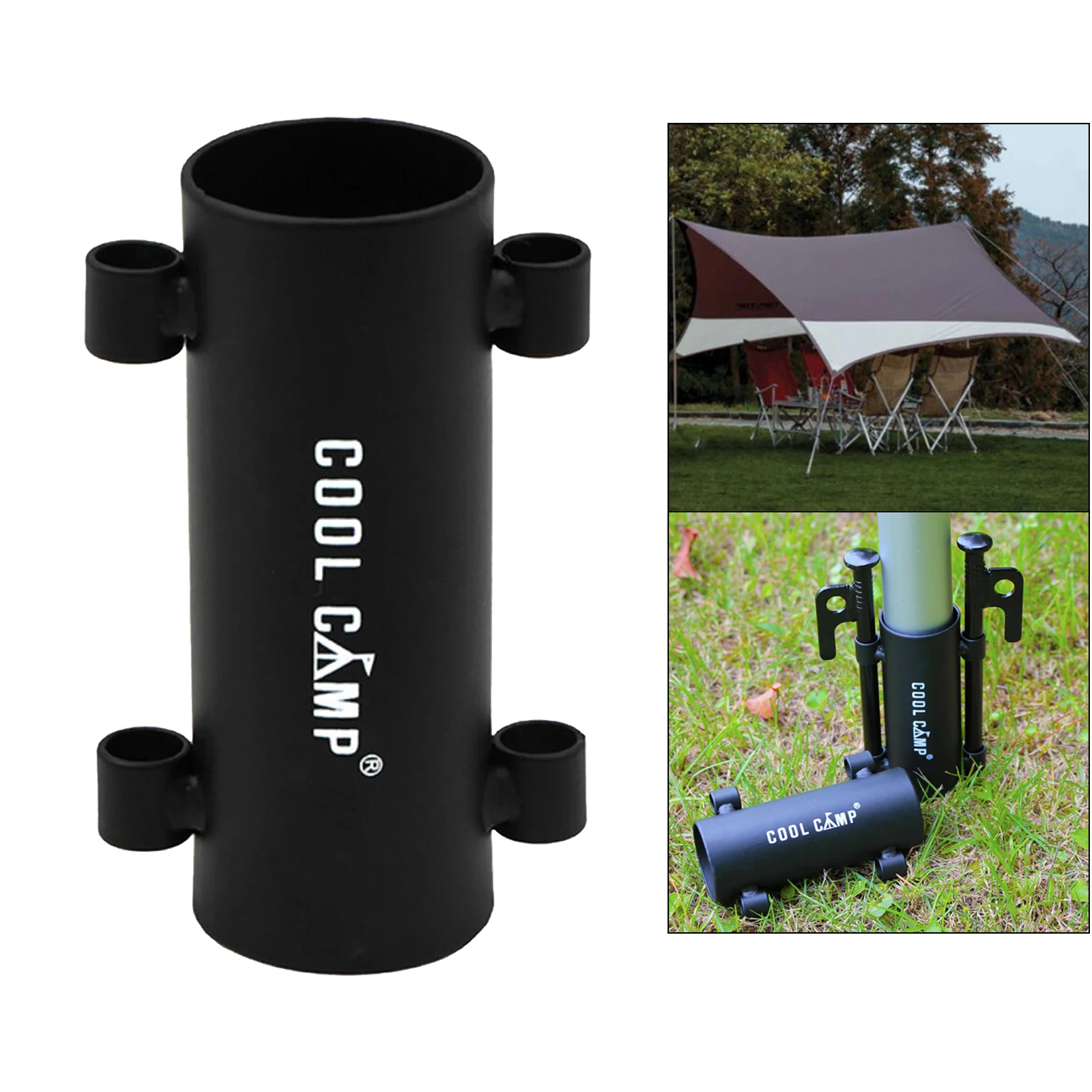 Solid Canopy Pole Holder Practical Awning Tarp Rod Support Stand Camping Windproof Fixed Lock Pipe Holder