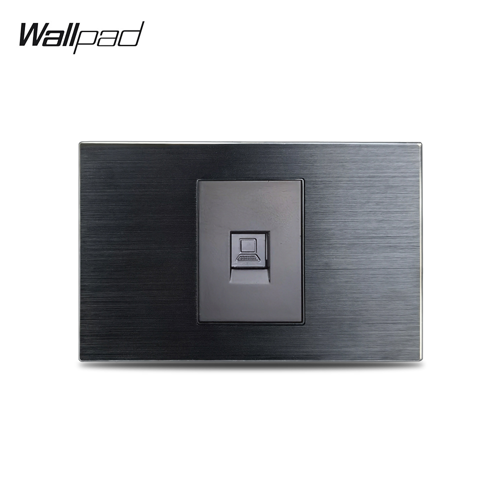 118*72mm KATZE 6 Daten Buchse Wallpad L3 Schwarz Aluminium Panel RJ45 Cat6 Internet Steckdose – Detail 1