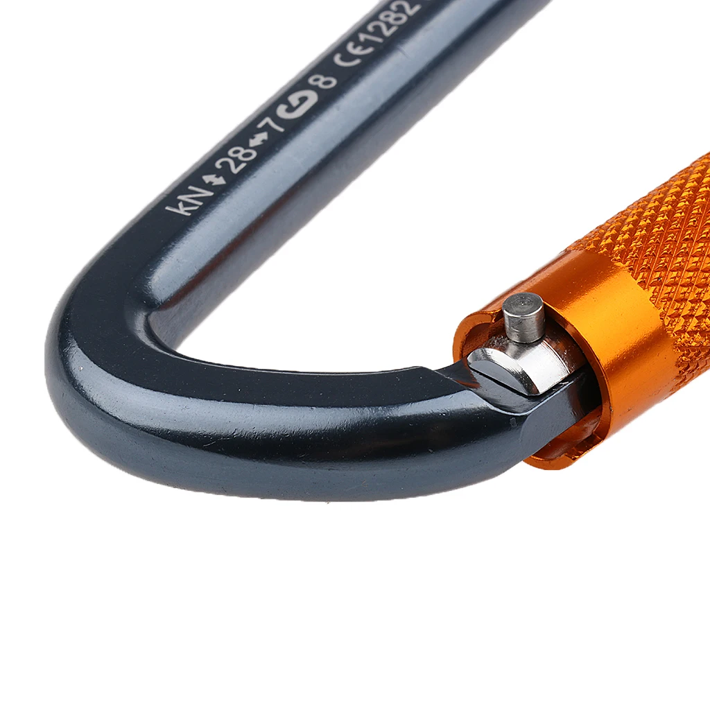 28KN Aluminum Screw Locking D Carabiner for Rock Climbing Rappelling 