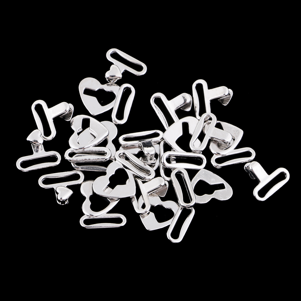 10 Sets Love Heart Metal Hook and Eye Fastener for Bra/Dress/Corset Sew On Hidden Button