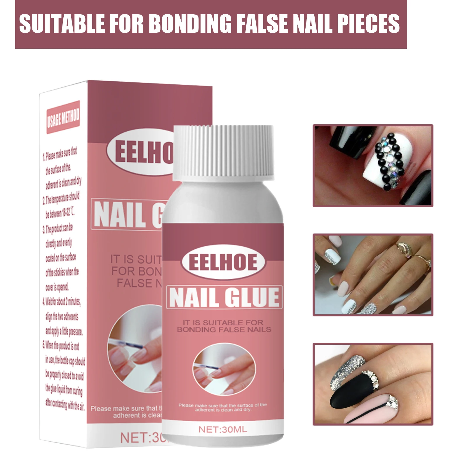 Professional Nail Glue with Brush for False Nail Tips Rhinestones Gems Adhesive Fast Bonding Long Lasting Nail Art Tool