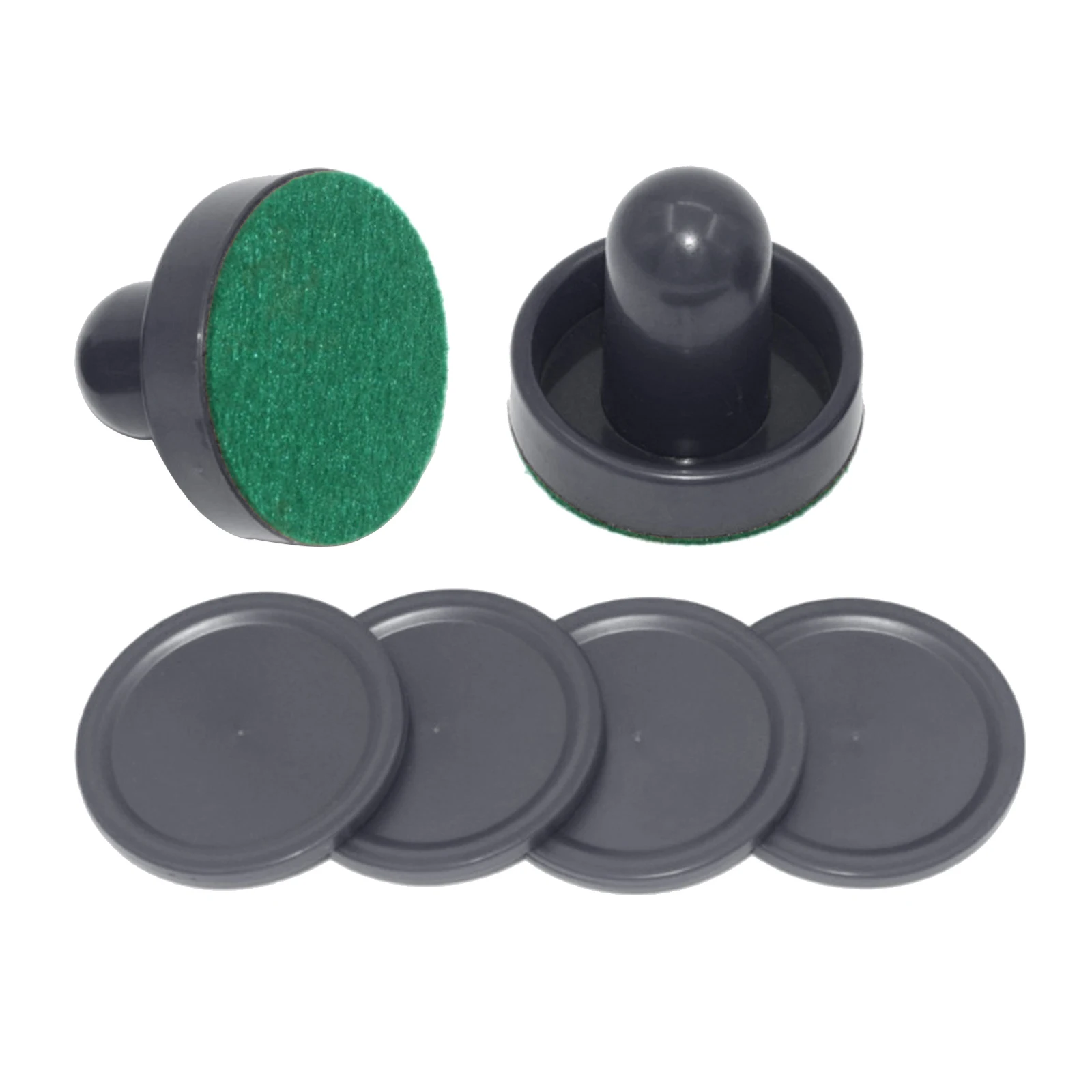 2PCS Plastic Air Hockey Pushers and 4PCS Pucks Replacement for Game Tables Black