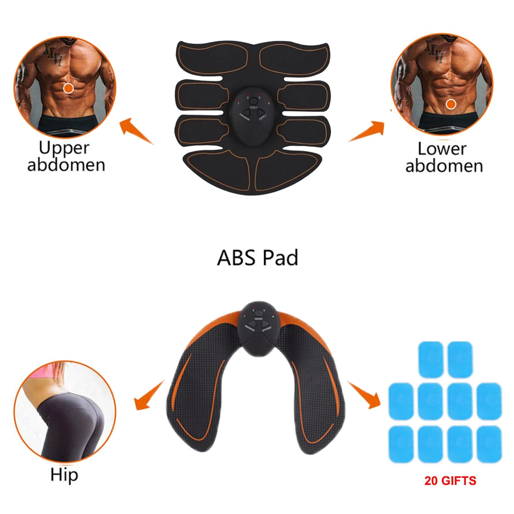 Electric Unisex EMS Muscle Stimulating Muscle Toner Abs Trainer Gear Pad
