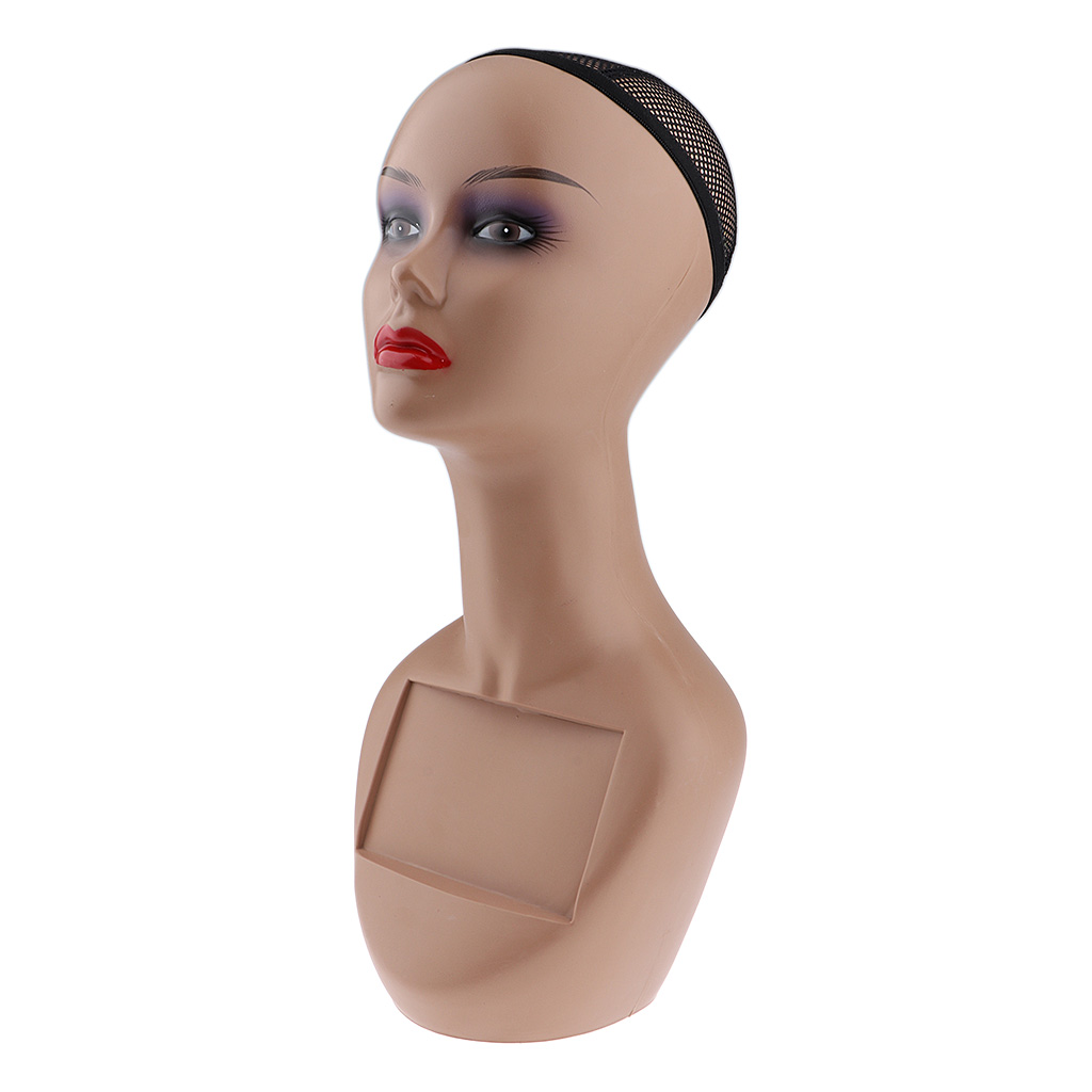 New Female Bald Mannequin Head Cosmetology Practice African Training Manikin Head For Hair Styling Wigs Making with Wig Net Cap