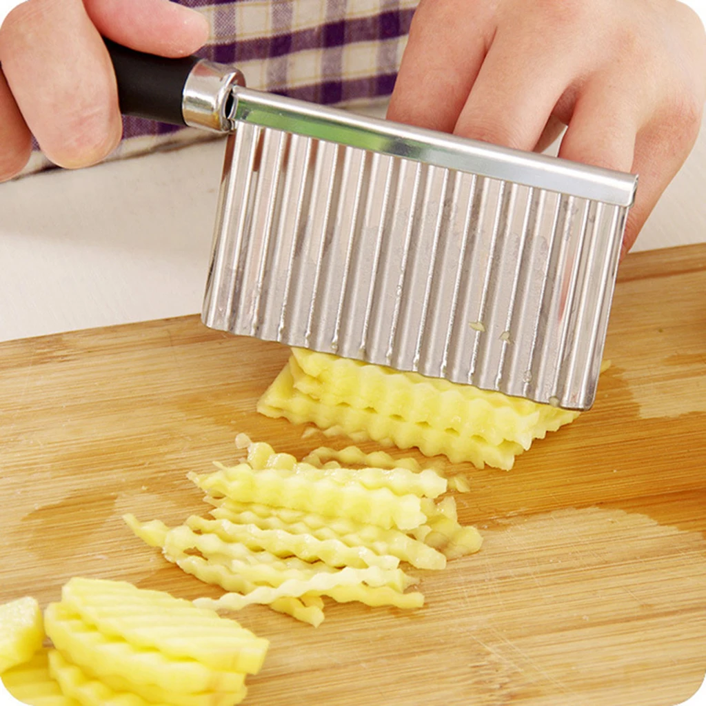 Crinkle Cutter for Veggies  Fruit Vegetable Wavy Chopper Knife Carrots Waffle Fry Kid Fruit Curious Chef Toddler 