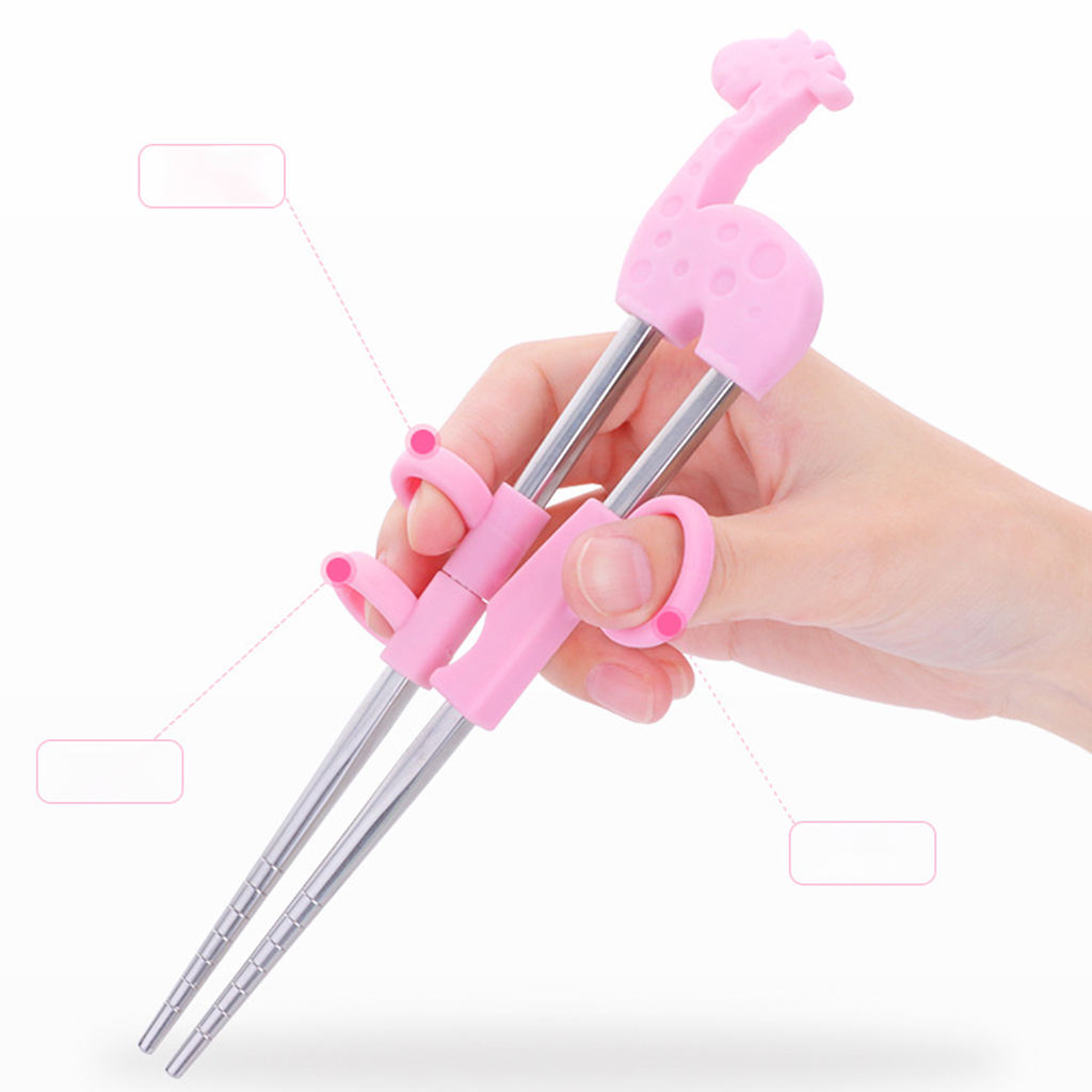 1Pair Stainless Steel Chopsticks For Kids Cartoon Learning Chop Sticks Reusable Training Chopsticks Cute Children Tableware Set