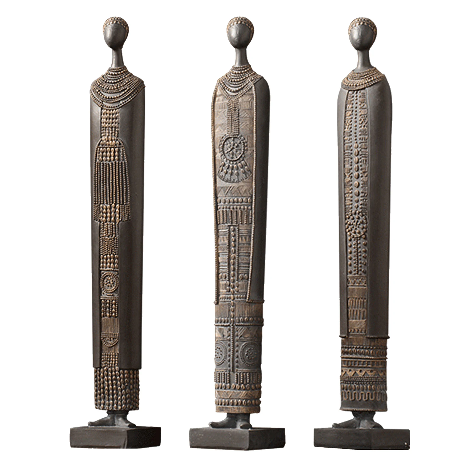 Resin Statue Sculpture Ethnic Style African Figurines Creative Vintage Living Room Decoration Crafts Home Decor Ornaments Gift