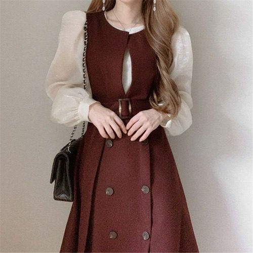 Vestido informal de manga larga para mujer, ropa elegante de