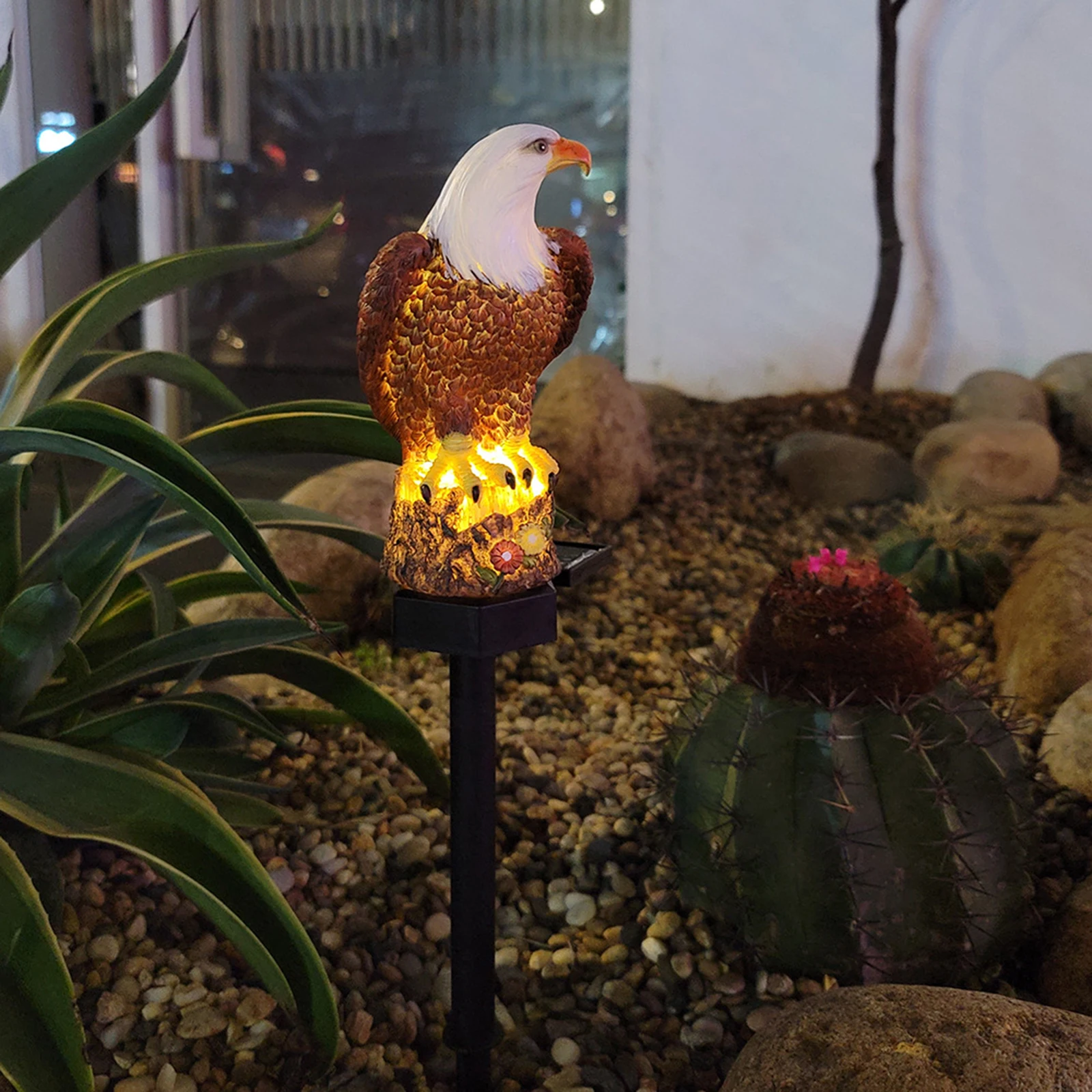 Decorative Eagle Figurine Solar LED Garden Stake Lights Path Decoration, Energy Saving