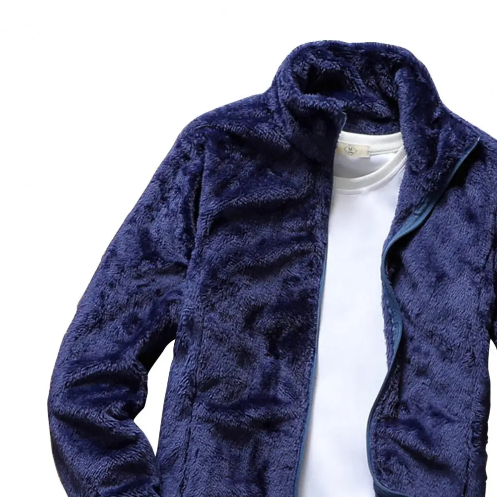 men's coats & jackets Zipper Closure Side Pockets Fleece Winter/Autumn Men's Jacket Double Sided Velvet Stand Collar Warm Cardigan Jacket Outerwear softshell jacket