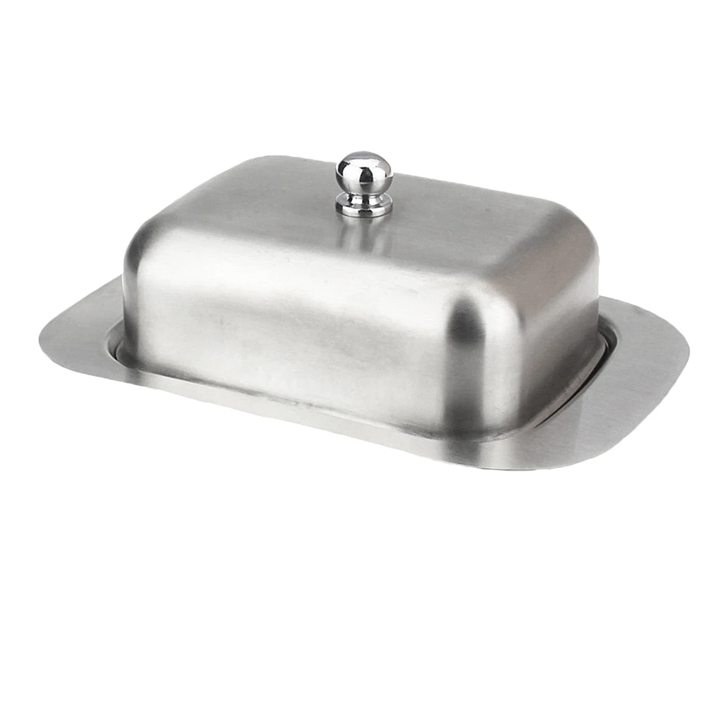 Stainless Steel Butter Storage Box Cake Bread Fruit Container Steak Salad Biscuit Serving Tray Restaurant Hotel Kitchen