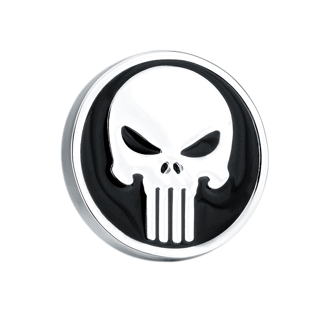 Brass Plated Round Shape Punisher Symbol Brooch Comic Movie Theme Lapel Pin