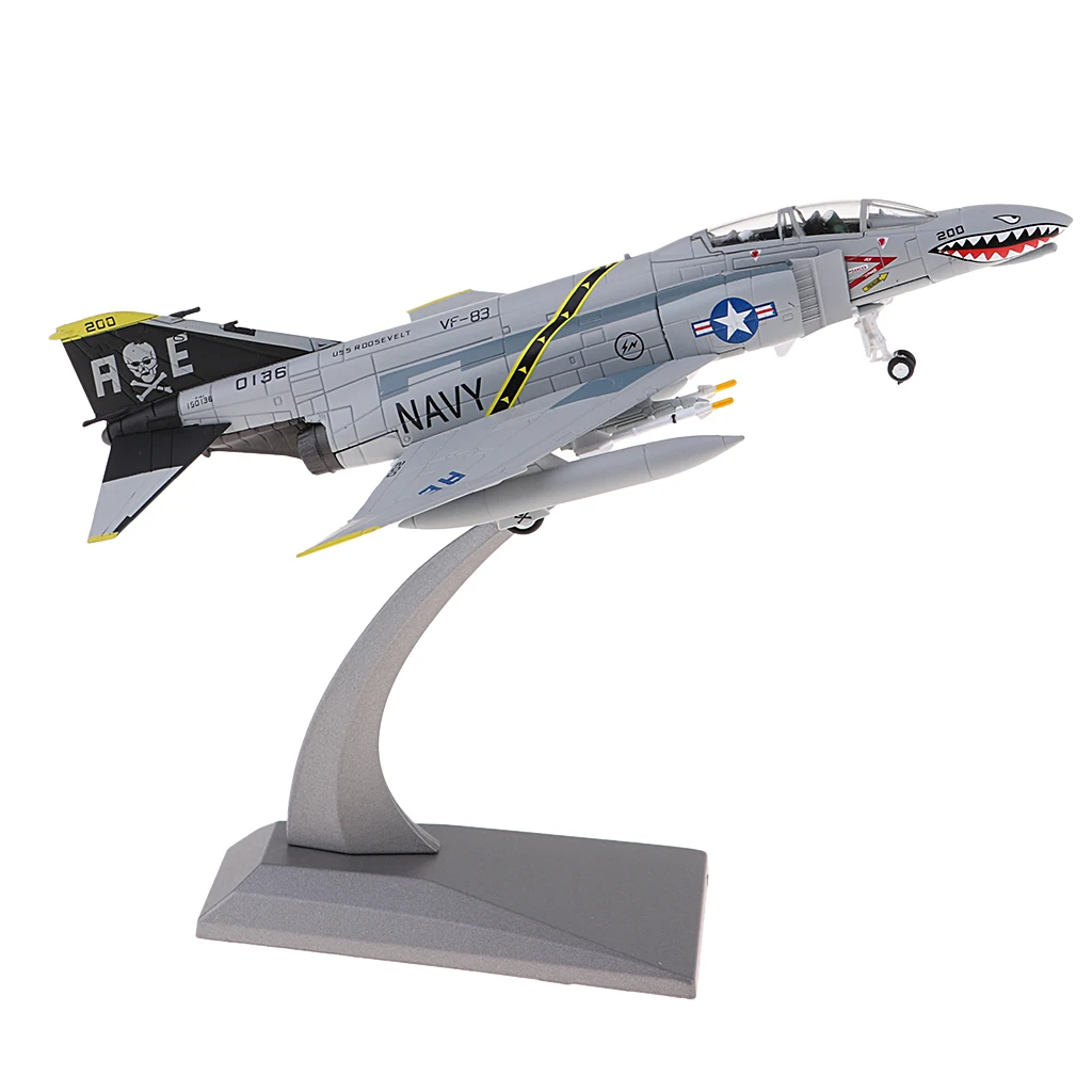 1/100 Scale F-4 Fighter Phantom II Attacker Diecast Metal Model & Stand