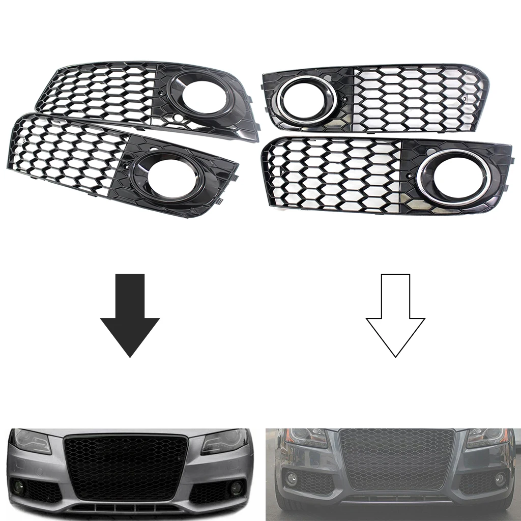 2 Piece Car Fog Light Grille Grill Cover for Audi A4 B8 RS4 09-12 8KD807682