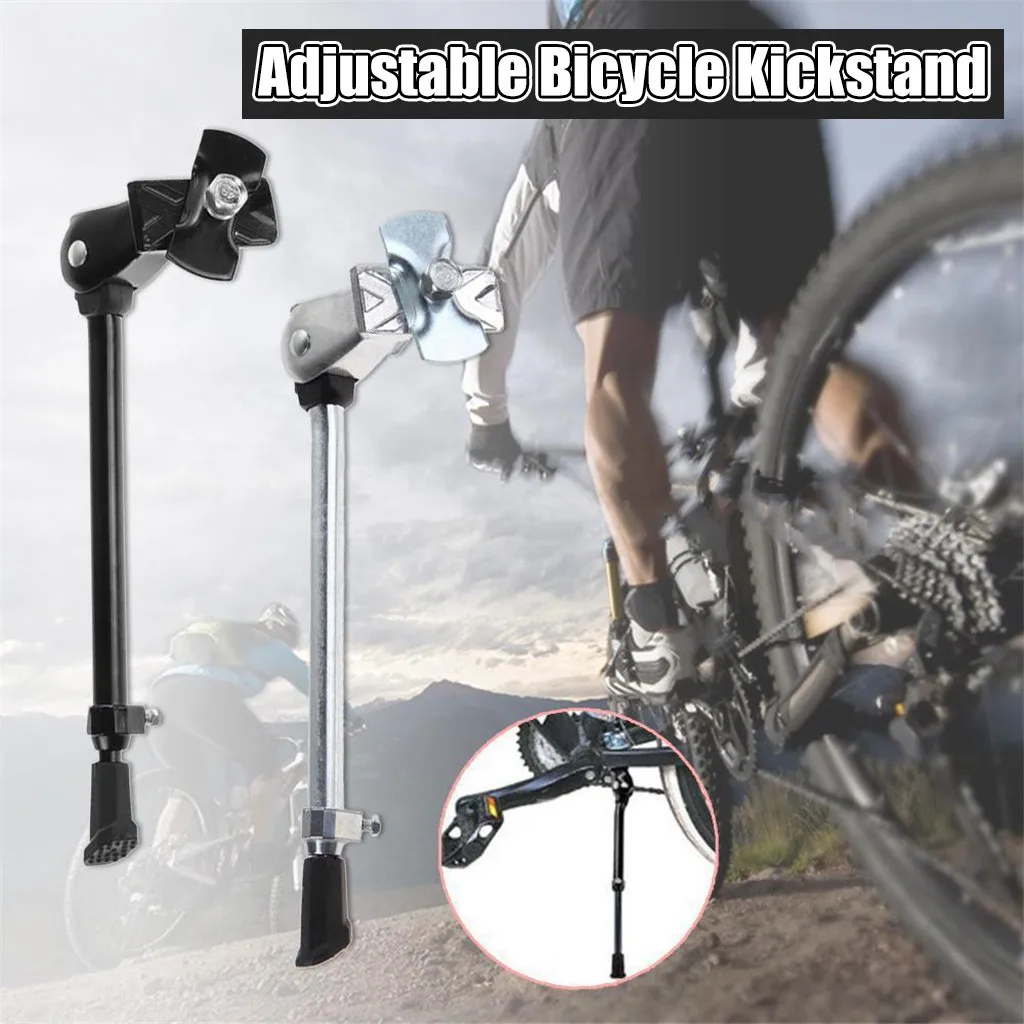 Adjustable Mtb Road Bicycle Kickstand Anti-slip Rubber Foot Aluminum Alloy Mountain Bike Foot Kick Stand Bike Accessories