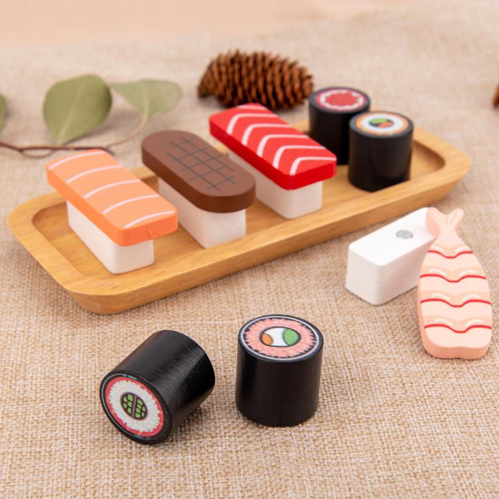 Wooden Sushi Set Food Toys Play Sets Enjoy Role Play Chef for Kids Children