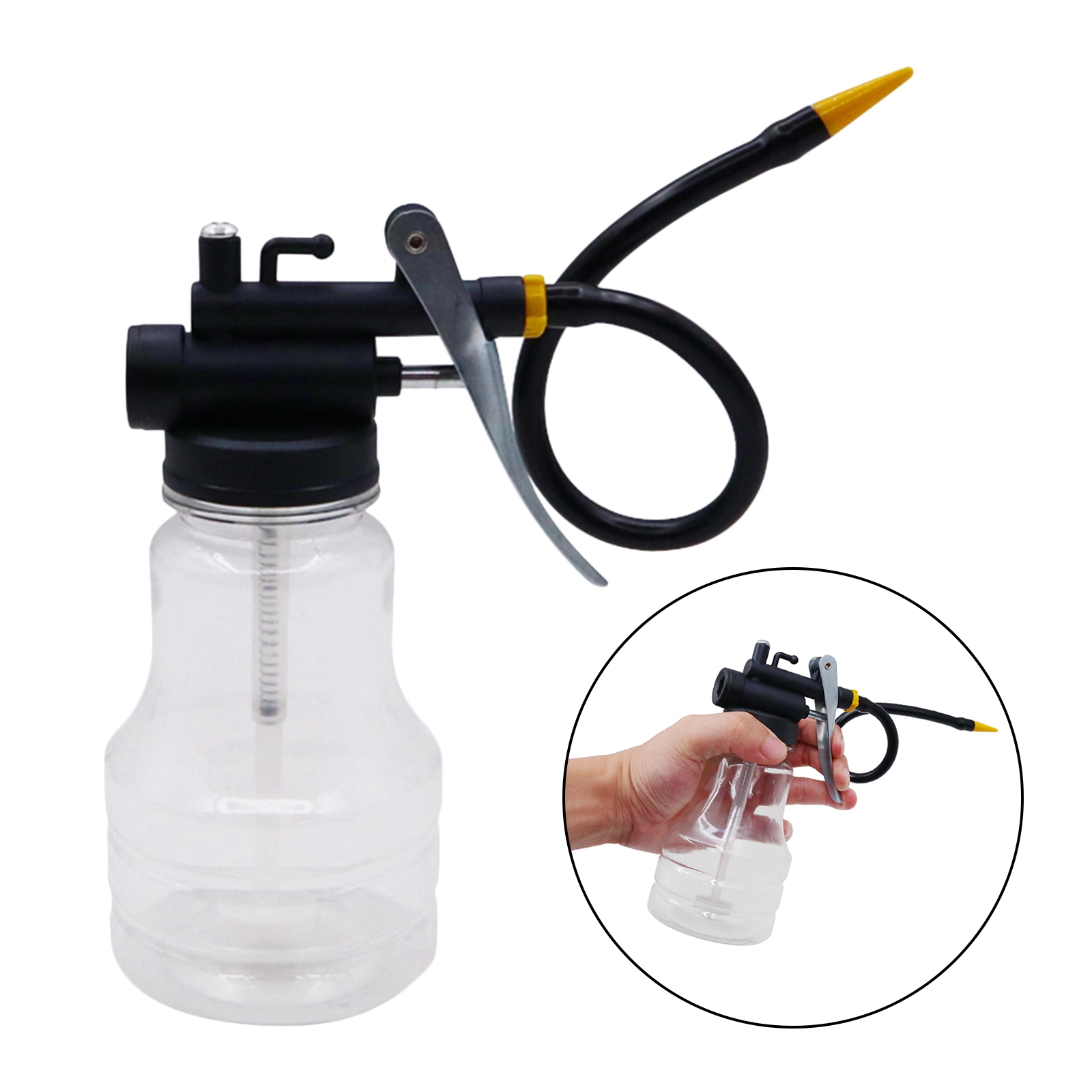 Oil Can Oiler Plastic High Pressure Pump Oiler Mini Hose Oil Injector Can with