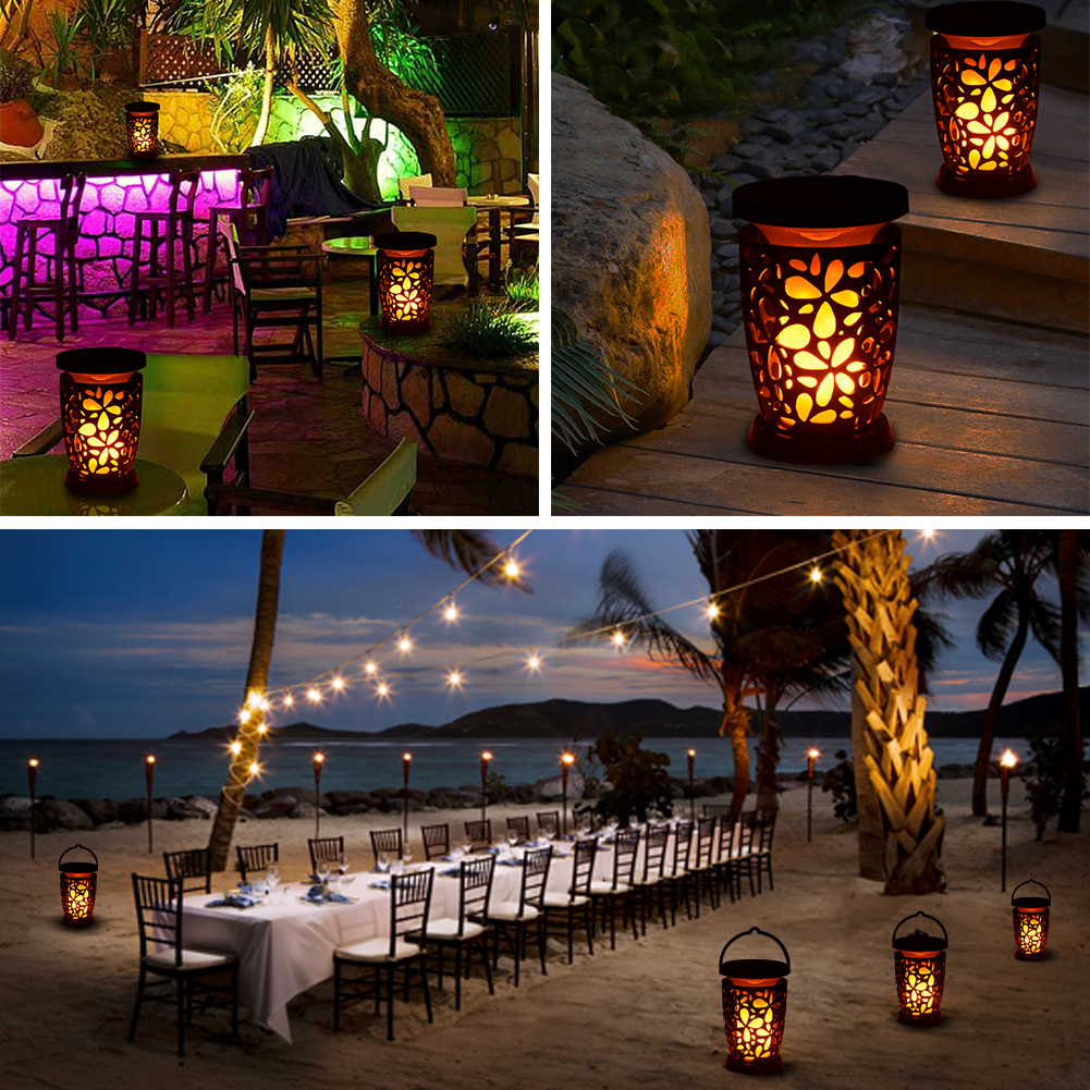 Solares à Prova Luzes ao ar Quintal Seguro Caminho Portátil Paisagem Iluminação Lanternas Dwaterproof Água Guarda-chuva Livre Decorativa Chama Cintilação 2 Pçs 14 Lâmpadas solares