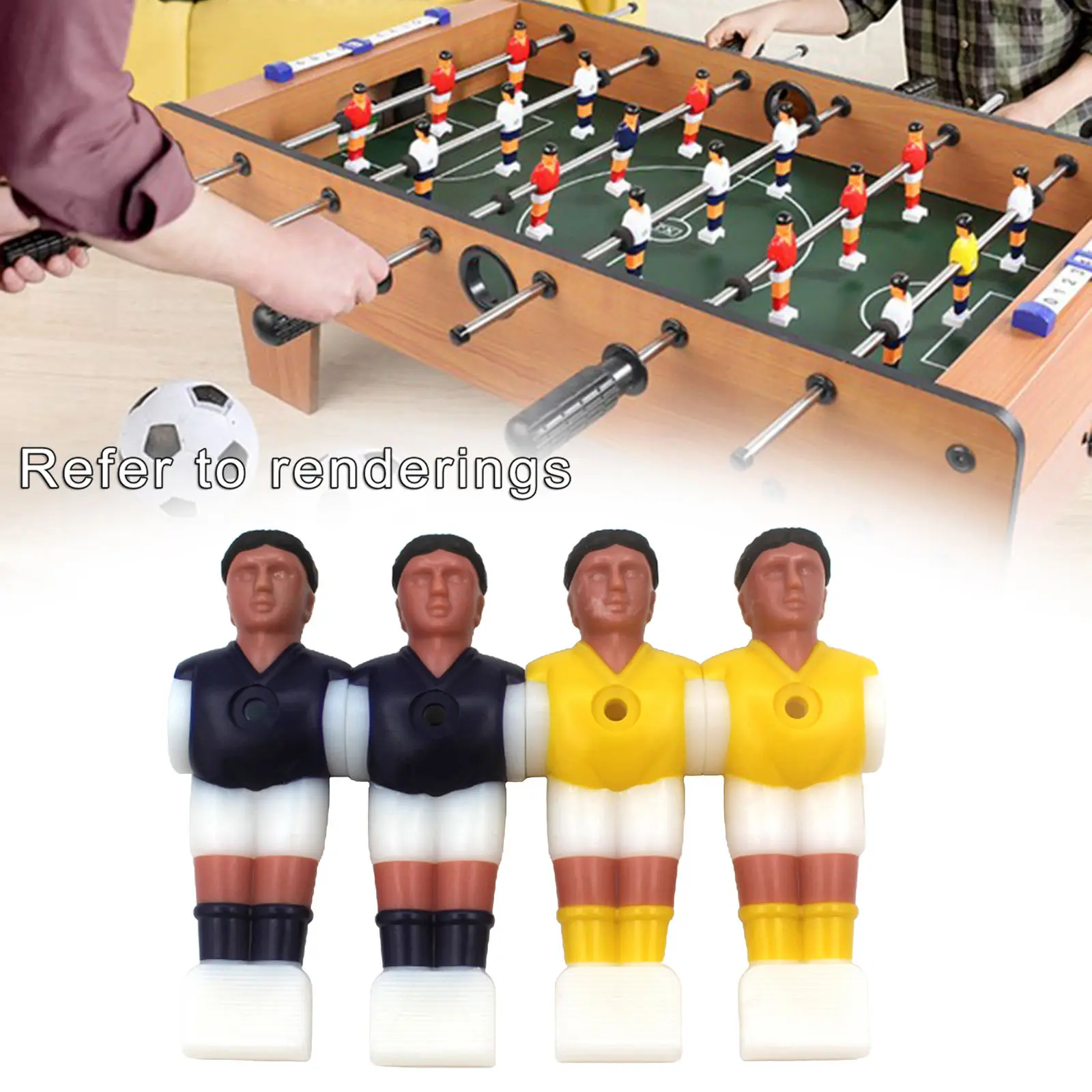 4x Foosball Men Soccer Table Guys Football Accessory 2 yellow 2 purple Soccer Player Man Replacements Set Table Parts