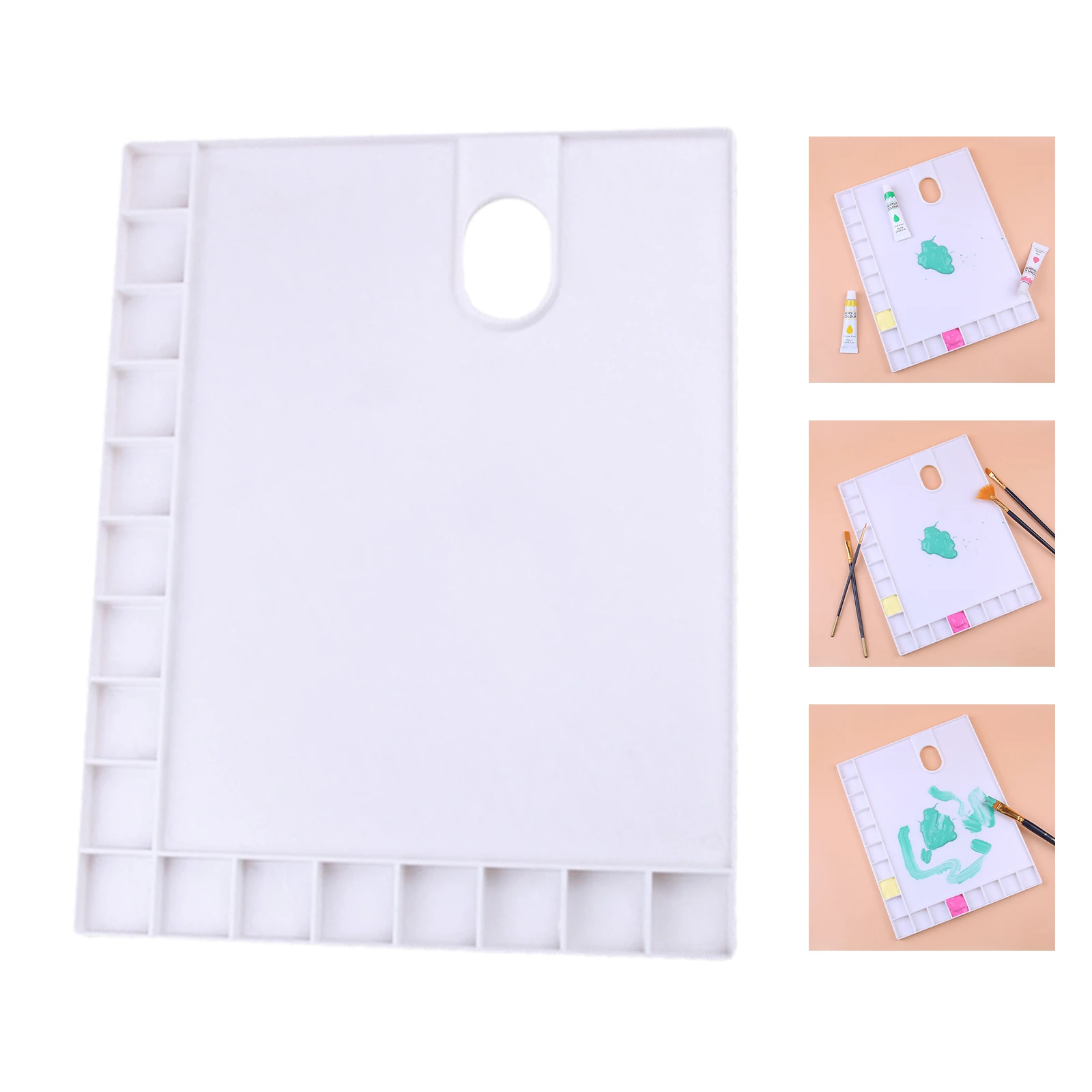 Plastic Palette Art Paint Plastic Drawing Tray Paint Pallet for Oil Watercolour White Painting Palette