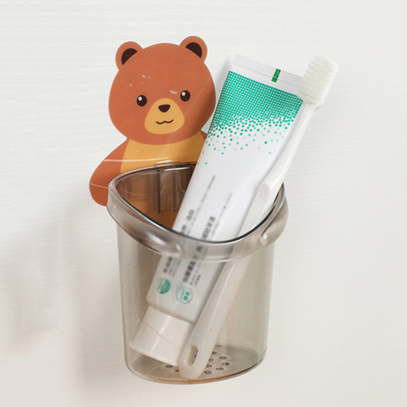 Bear Hug Storage Cup Punch-Free Drainable Multifunctional Toothbrush Holder