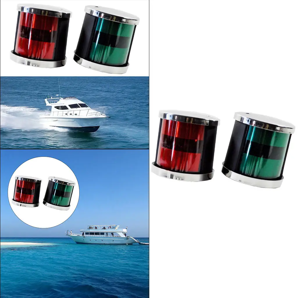 Universal LED Navigation Lights Green and Red 2Pcs Signal Mast Light Fit for Marine Sailing Boat Yacht Truck Trailer Van
