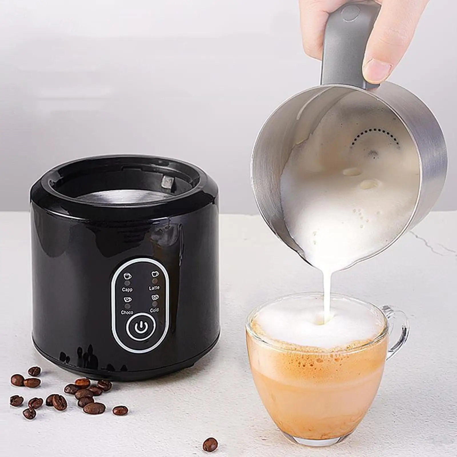 700ml Milk Frother, Detachable Dishwasher Safe Stainless Steel Black Electric Foam Machine for Cappuccinos Hot Chocolate Kitchen