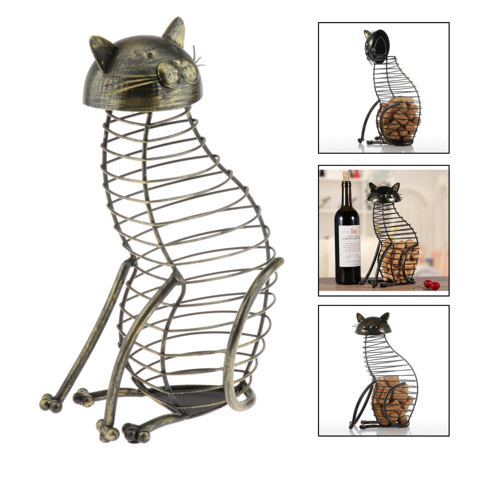 Vintage Decorative Design Metal Cat Shaped Wine Counter Cork Table