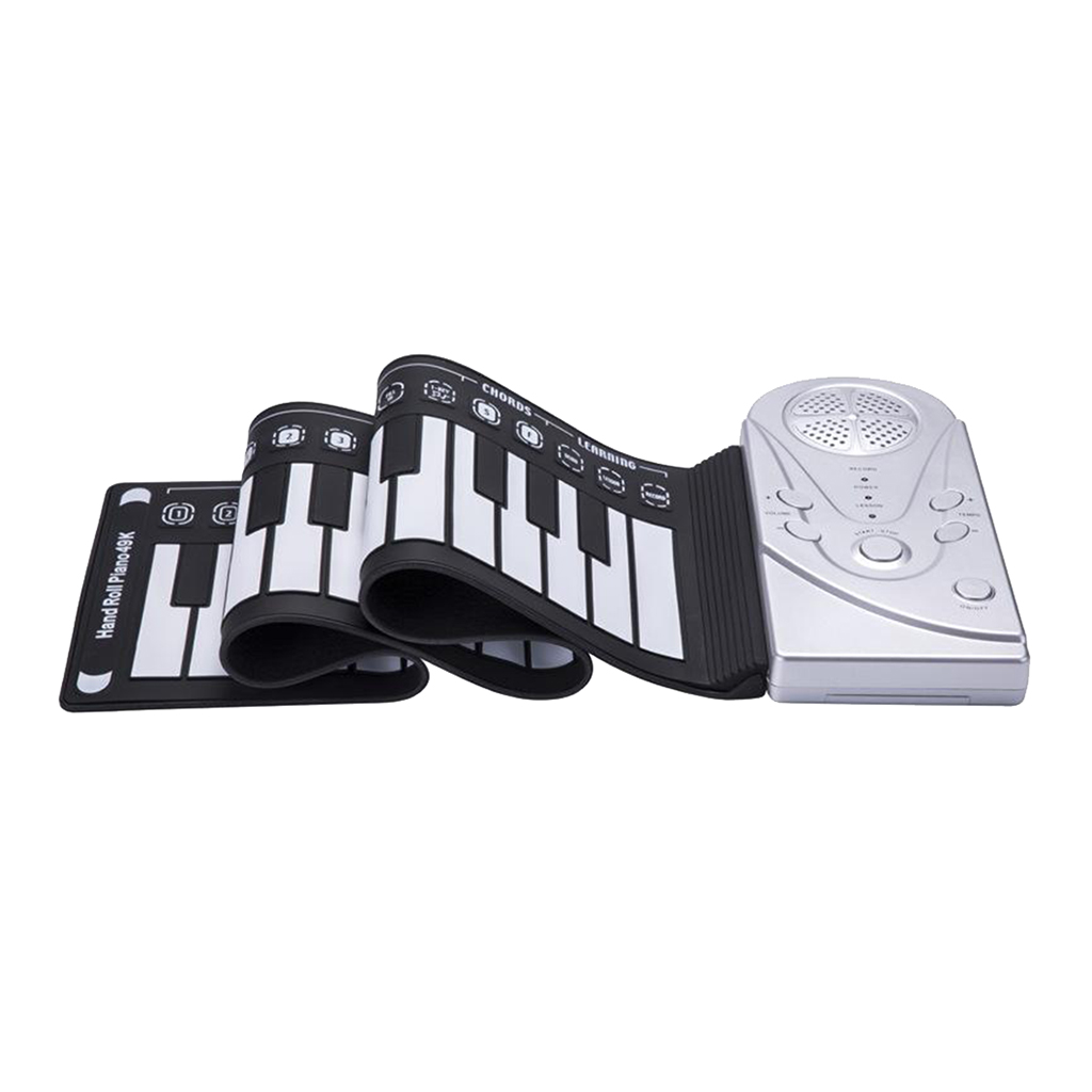 Electronic 49 Keys Roll Up Piano Keyboard Recording Feature for Beginners