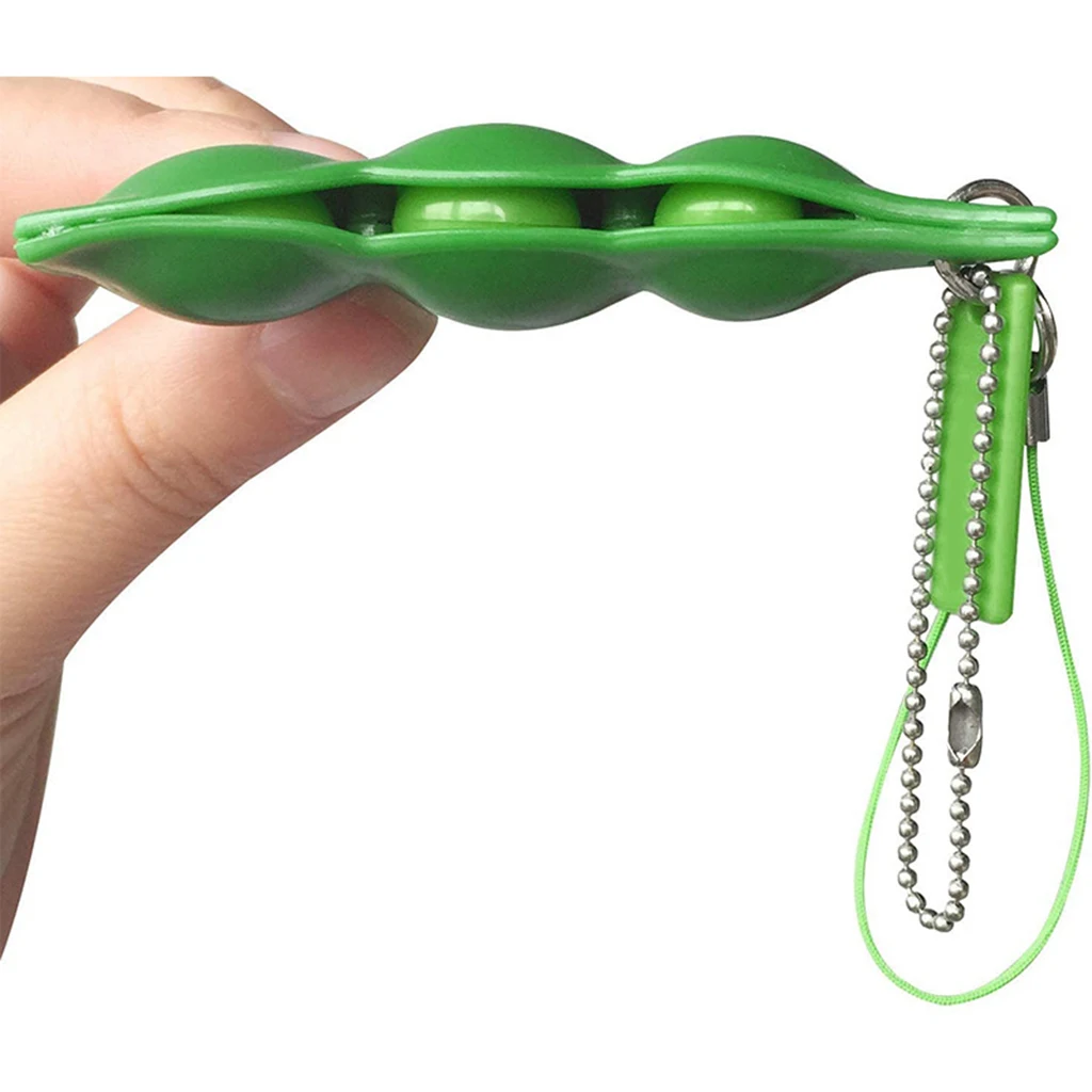 6x Peanut Fidget Toy Sensory Toys Squeeze Bean Anti Anxiety Pea Pod Keychain 